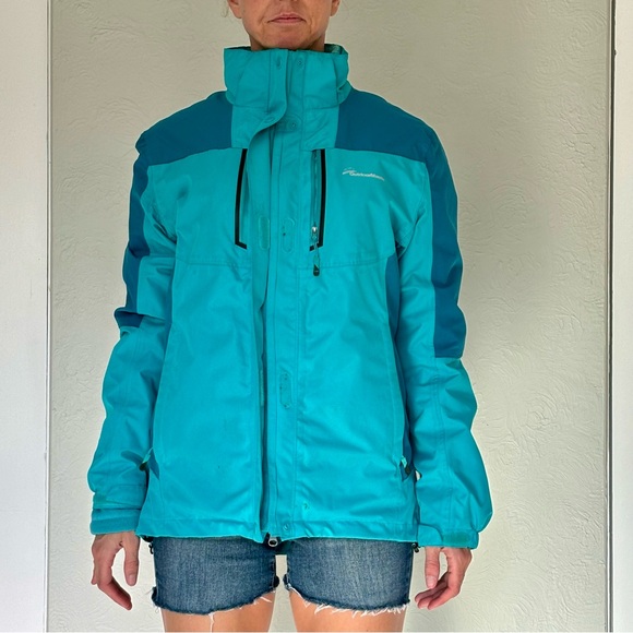 Blue ski jacket with removable, waterproof shell and fleece liner - Picture 1 of 13